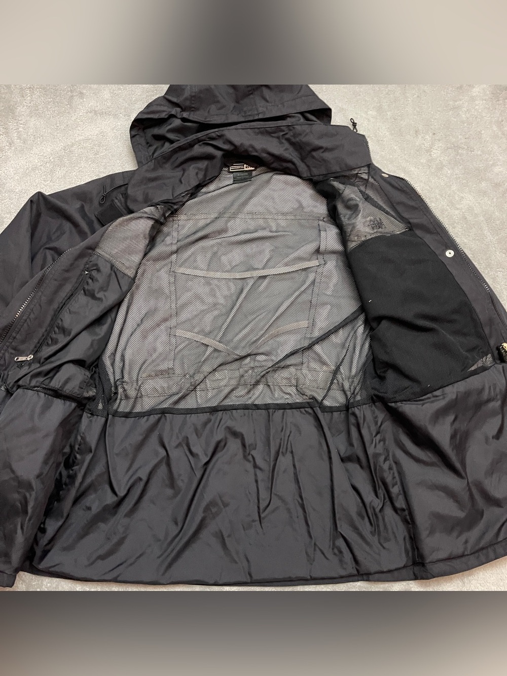 REI Elements Womens M Black Rain Jacket Full Zip Hooded Nylon Parka Coat - Picture 6 of 9